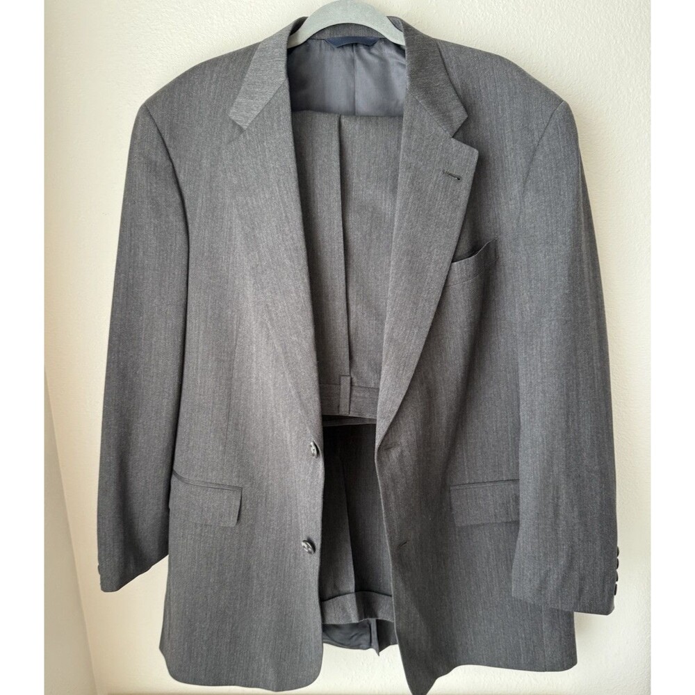 Burberry London 2-Piece Suit‎ 43L 36x40 Gray Pinstriped 100% Wool Made USA - Picture 3 of 16